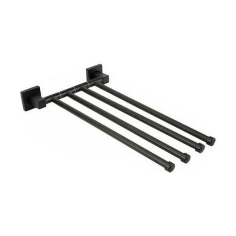 PORTE-SERVIETTES 4 BARRES SUPPORT MURAL SALLE DE BAIN NOIR HOME ROD 02119 (1/2)