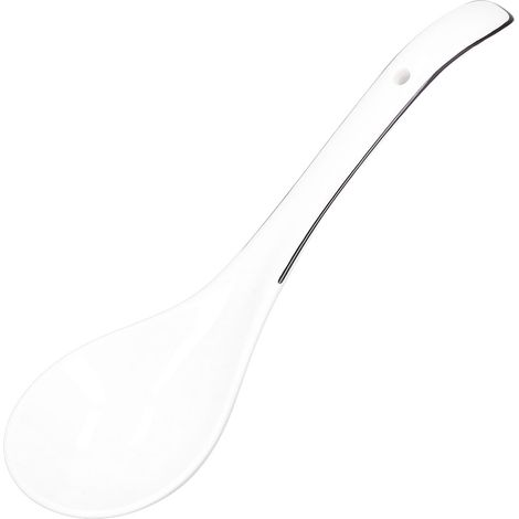 Grande cuillère en porcelaine blanche multifonctionnelle à long manche, idéale pour la maison et le restaurant. (1/5)