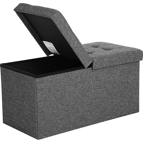Songmics – Coffre de rangement pliable 76 x 38 x 38 cm – Capacité 80 litres – Charge max. 300 kg – Tissu imitation lin gris foncé