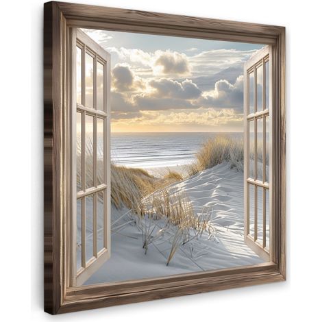 TABLEAU SUR TOILE vista - Plage - Dunes - Mer - Nature Tableau Chambre Adulte 90x90 cm