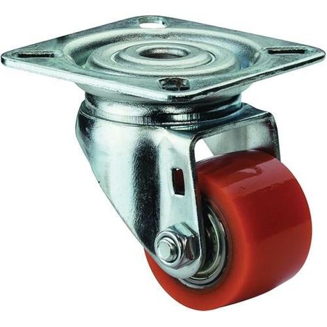 Lenkrolle Rad-Ø 35 mm Tragfähigkeit 100 kg mit Anschraubplatte Polyurethan (1/3)