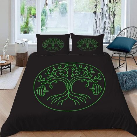 Bettwäsche-Set 155x220 cm 3D Baum des Lebens Mikrofaser mit Reißverschluss und 2 Kissenbezügen 80x80 cm