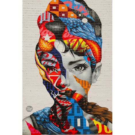 Tableau street art visage femme speechless Toile imprimée