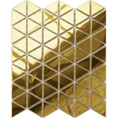 Mosaico in vetro su rete per bagno e cucina 26.3 cm x 30.3 cm - Golden mirror (1/5)