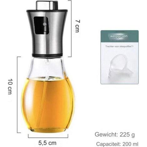 Botella exprimible acero inoxidable botellas vidrio sin aceite, botella exprimible transparente aceite, Botella exprimible tambor 304 200 ml (1/3)