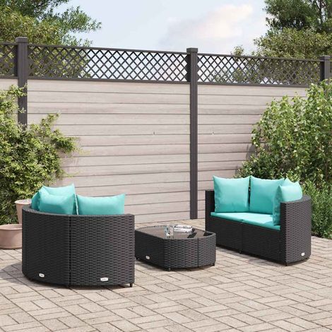 vidaXL Set Divani da Giardino 5 pz con Cuscini in Polyrattan Nero (1/5)