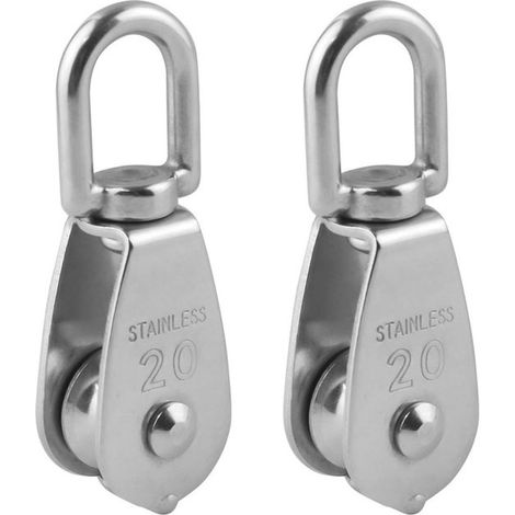 Paranco a rulli singolo M32, 2 pezzi, rulli robusti in acciaio inox 304, per uso interno ed esterno, sollevamento sicuro fino a 250 kg (1/5)