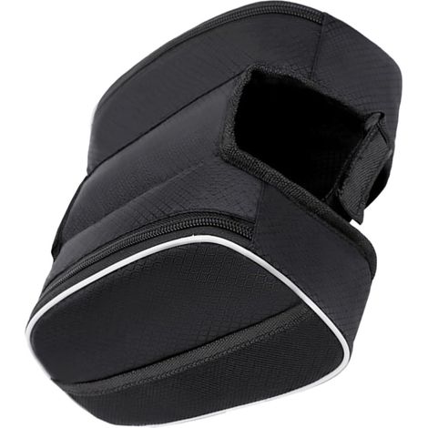 Sacoche de Cadre de Vélo Étanche Fermeture Éclair, Sacoche de Guidon VTT Compacte en Tissu Résistant Noir, Accessoires de Vélo Multifonctions pour Rangement Sécurisé en Plein Air