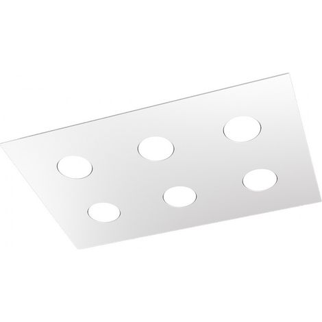 Plafoniera moderna top light area 1127 pl6 r gx53 led metallo lampada soffitto, finitura metallo bianco