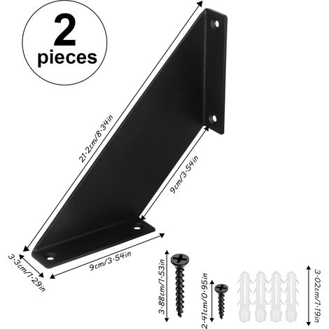 2 staffe per mensole da parete da 15 cm, supporti per mensole da parete in metallo galleggianti, staffe resistenti con viti per librerie, giardini, cucine (1/4)