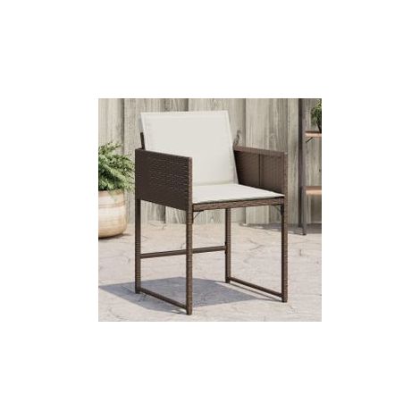 Chaises de jardin avec coussins lot de 4 marron résine tressée (1/5)