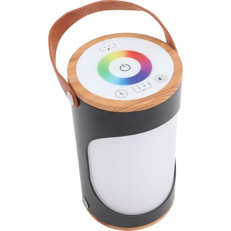 Tragbares, multifunktionales Nachtlicht mit 7 Farben, Timer, Helligkeitsregelung, Speicherfunktion, Stimmungslicht für Schlafzimmer oder Büro, Schwarz (1/5)