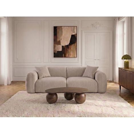 BOBOCHIC - Canapé droit fixe 3 places SIENA tissu chenille   Beige (1/5)