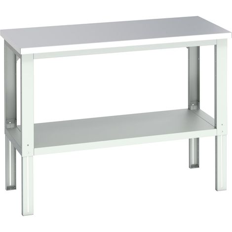 Bott 41003676.16V Cubio Adjustable Bench with Shelf, Stainless Steel Clad Top 1500 x 750mm