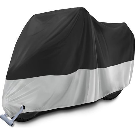 Housse Moto Exterieur, Bache Moto Etanche Hiver Eté, Housse Protection avec Trou de Serrure, Protection de Poussière Neige Pluie Vent UV Scooter Vélo 220x90x110cm,190T (1/4)