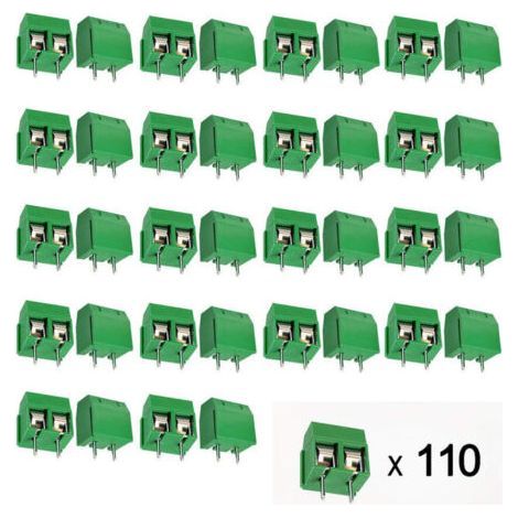 110 Pieces PCB Screw Connector, Green Solder Terminal Block 5mm, PCB Screw Terminal Block Printed Circuit Board 2 Pin (Pin),Green (1/4)