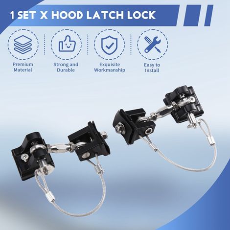 Suitable for Jeep Wrangler modification parts, Wrangler retro hood latch (black) hood lock (1/4)