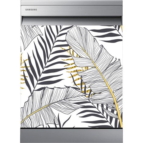 Stickers Lave vaisselle - Feuilles tropicales - 60x60 cm - Adhésif BRILLANT (1/2)