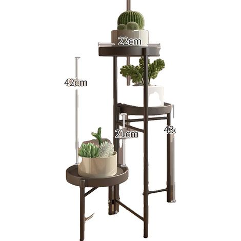 Supporto per piante, design a più livelli, facile da montare, nero, 3 vasi B (1/2)