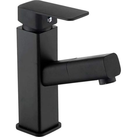 Mitigeur d'évier extractible, laiton, pour lavabo et cheveux (1/4)