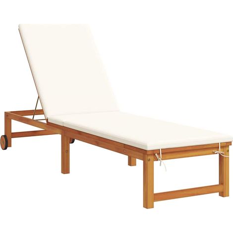 Chaise longue  Transat  Bain de soleil Marron 202 x 53 x 89 cm Bois d'Acacia Massif (1/5)