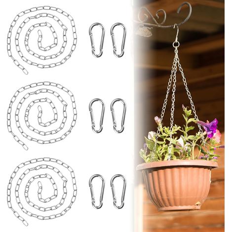 3 PCS 1M Chaine Acier Inoxydable Bricolage Chainette avec 6 Mousqueton Chaîne d'ancre 1,5mm Diamètre Chaîne à Maillons Ronds Chaine INOX pour Plantes Suspendues DIY Clôture Vélo (1/5)