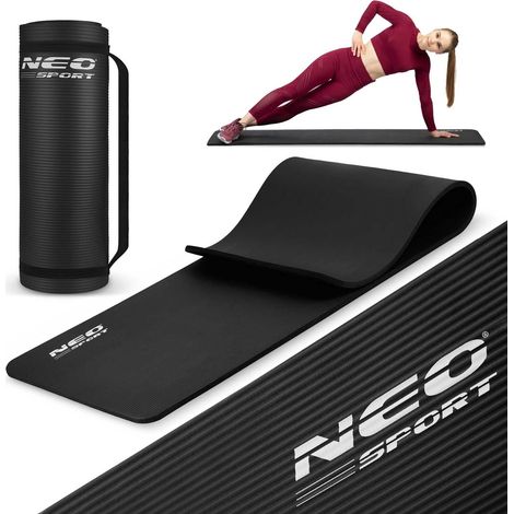 Tappetino da allenamento spesso 183 x 60 cm neo sport - nero 192300
