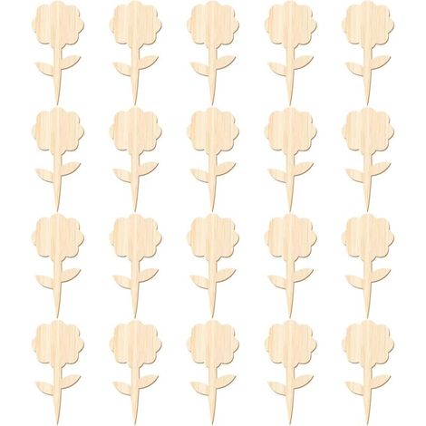 20 Pieces Plant Labels Bamboo Garden Label Plant Marking Label Flower Shape Bamboo Label Ecological Plant Marking Labels Bamboo Plant Labels for Garden (flowers)