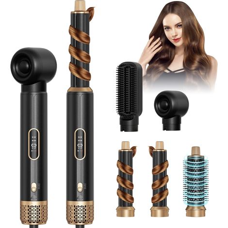 Spazzola asciugacapelli 5 in 1, kit per lo styling dei capelli con asciugacapelli, ferro arricciacapelli a ioni negativi, spazzola lisciante, 3 impostazioni di temperatura regolabili per volume, ricci (1/5)