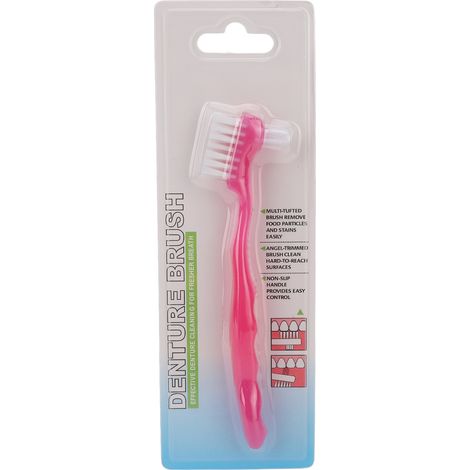 Brosse de Nettoyage pour Dentier Portable - Élimine la Plaque et les Saletés - Idéale pour Voyages et Maison - Rose (1/5)