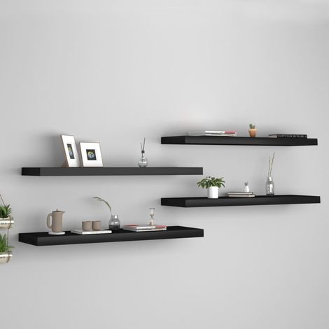 Floating Wall Shelves 4 pcs Black 90x23.5x3.8 cm MDF vidaXL