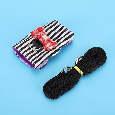 Harnais réglable pour petits animaux, écureuils, hamsters, furets, corde de traction (rayures noires et blanches) (S) (1/5)