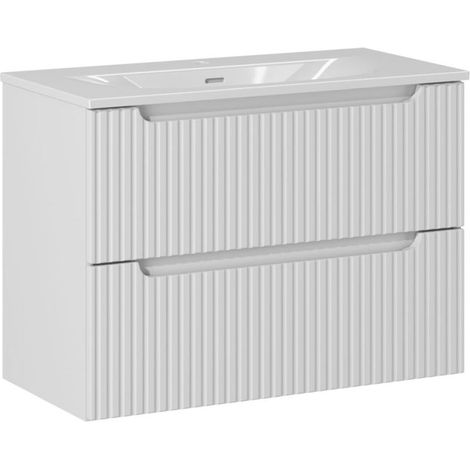 Waschtisch 80cm Riva mit 2 Schubladen, Weiß (1/5)