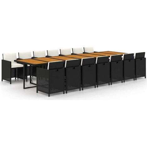 Maison Exclusive - Set da Pranzo da Giardino 15 pz con Cuscini Nero in Polyrattan (1/5)