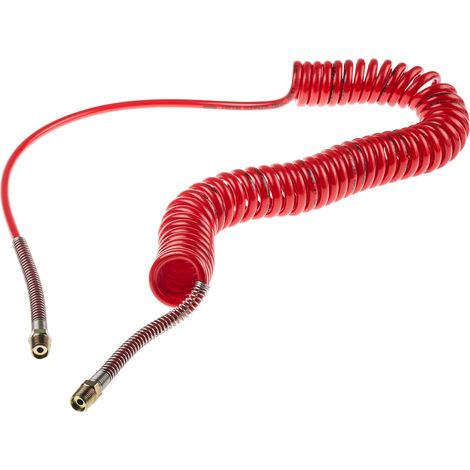Tuyau spiralé CPC, avec raccord BSPT 1/4 pouce mâle, Rouge, Diam.ext 8mm, Long. 4m ( Prix pour 1 ) (1/2)