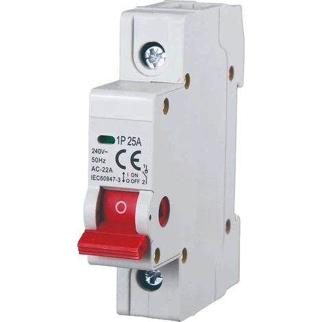 gloca Trennschalter, 1P, 25 A, 220 V, für DIN-Schienenmontage, belegt 1 Modul