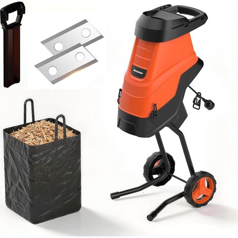 2600W broyeur vegetaux et Branches Broyeur végétaux thermique 45 mm, lames SK5 double face + bac 45 L, pour compost et nettoyage jardin (1/5)