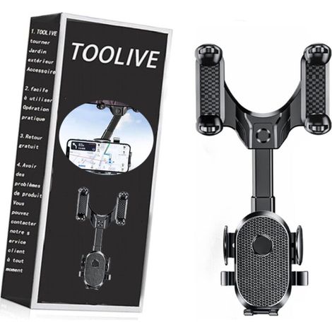 Support téléphone voiture rétractable – Rotation 360° – Installation facile sur tableau de bord (1/5)