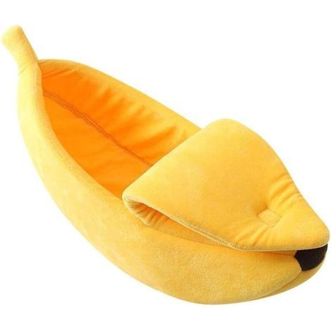 Kreative, bananenförmige Hundehöhle, warmes Bett für Katzen und Hunde, Nest für drinnen und draußen, gelb (1/5)