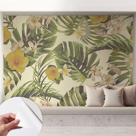 Papier peint autocollant adhésif avec imprimé motifs uniques apparence moderne Flore exotique 208x146 cm (1/5)