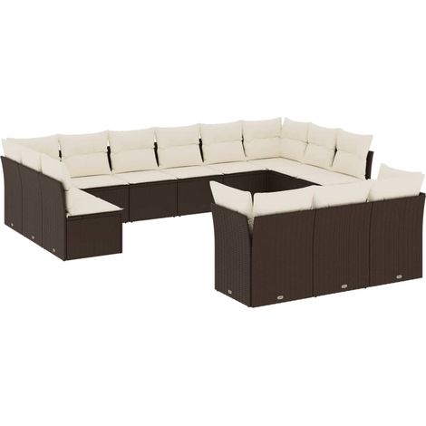 Maison Exclusive - 13-tlg. Garten-Sofagarnitur mit Kissen Braun P