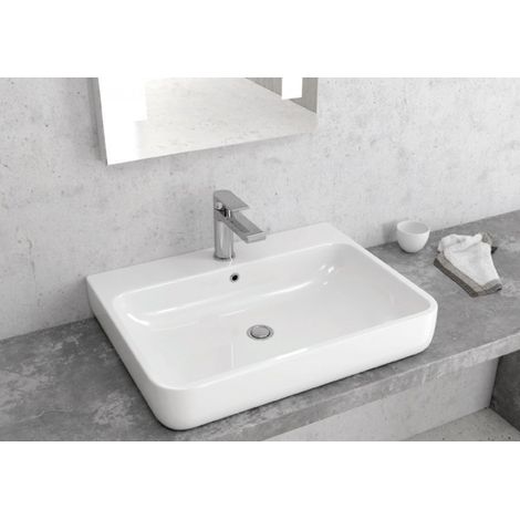 Vasque rectangulaire à poser BOTENE 61x46x19 cm en céramique (1/3)