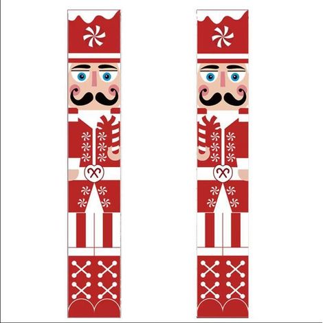 Panneau de porche de soldat Casse-Noisette, bannière suspendue à la porte d'entrée, bonbon de canne de Noël, décoration intérieure et extérieure de vacances de Noël le plus doux (1/5)