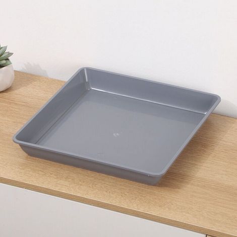 Bac à plantes en plastique gris 1515cm bac à égouttement carré bac à fleurs adapté à l'intérieur et à l'extérieur, 2 pièces (1/4)