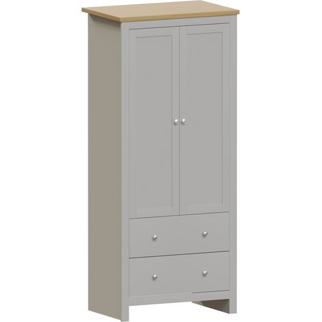 Arlington Wardrobe 2 Door 2 Drawer With Hanging Rail & Storage Shelf, Grey