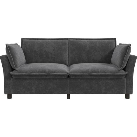 Canapé- 2 places,rangements,coussins inclus,chenille- pour salon,hôtel- 155x81x87cm- Gris (1/5)