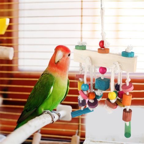 Jouet perroquet en bois pour oiseau de compagnie, balançoire amusante à suspendre et à escalader (1/5)