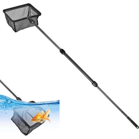 1 Épuisette Télescopique, Poignée Extensible, Filet Nylon, Aquarium Étang