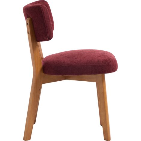 ELVMI Lot de 2 Esszimmerstühle aus Holz, Sitz aus Stoff, Weinrot (1/5)