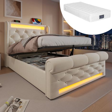 Letto contenitore singolo con LED USB 90x200 cm OKMYHOME (1/5)